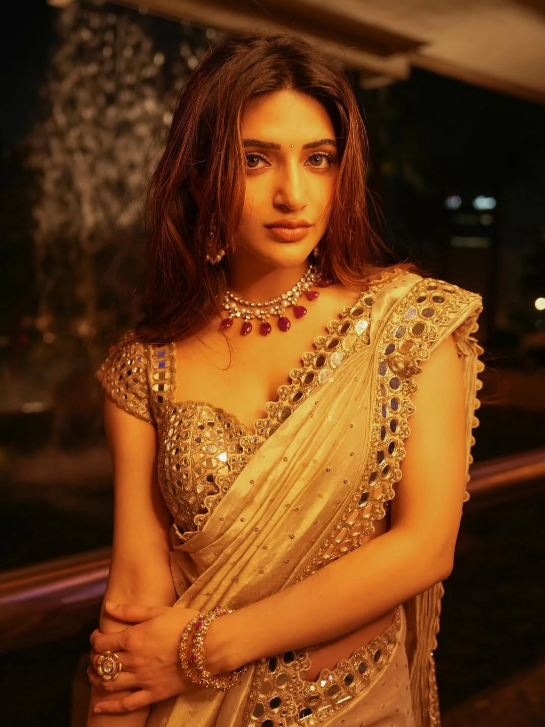 Sreeleela Shines in Golden Saree