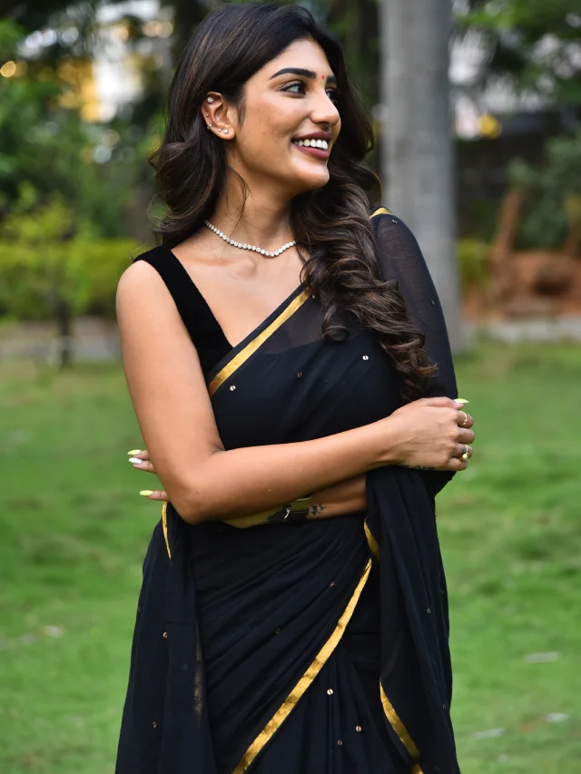 Supritha Stunning Looks in Black Saree