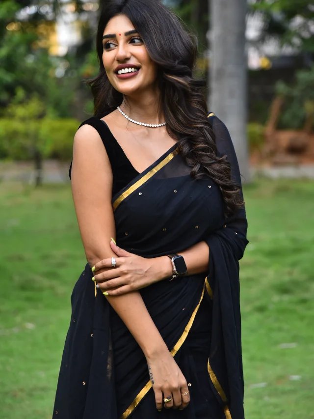 Supritha Stunning Looks in Black Saree