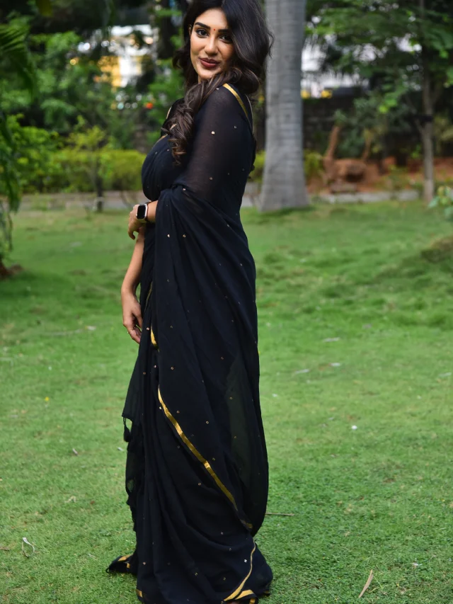 Supritha Stunning Looks in Black Saree