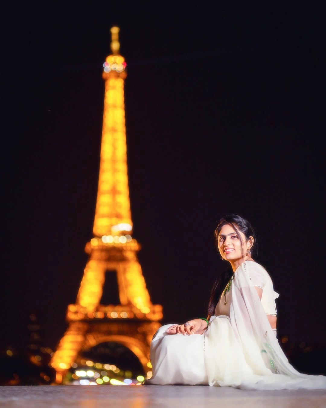 Dil Raju Wife Tejaswini Vygha at Eiffel Tower