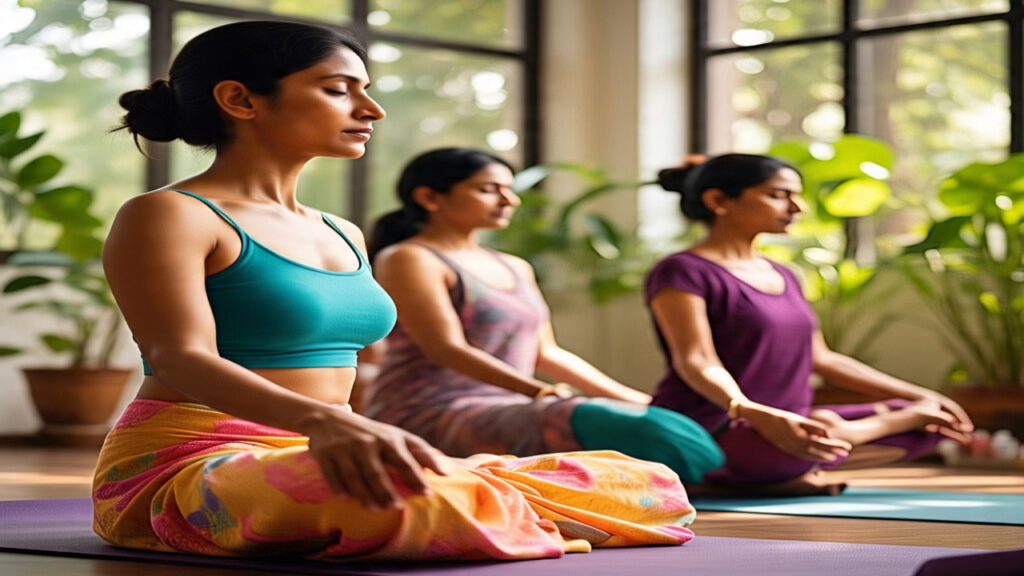 Ladies doing yoga