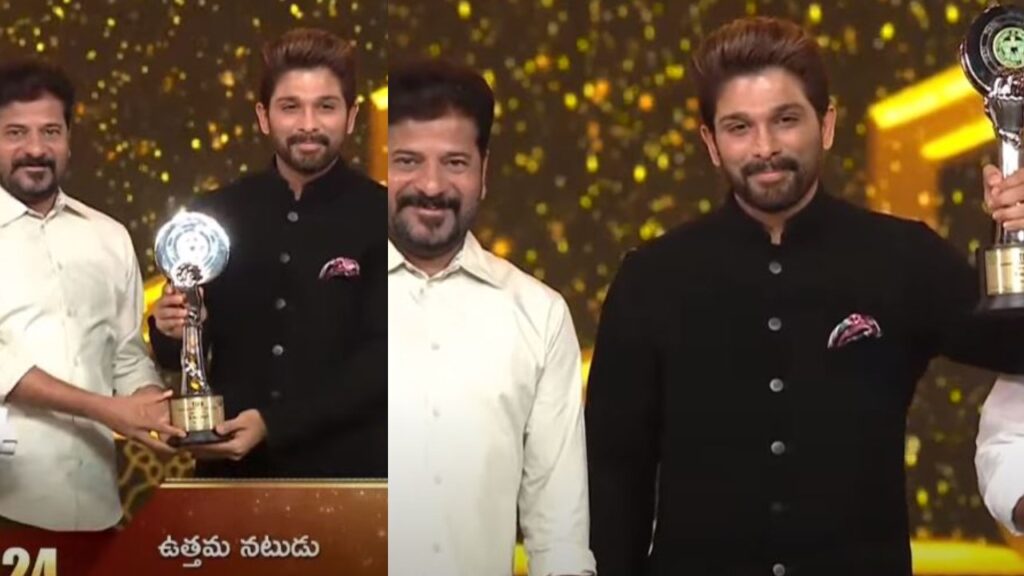 Allu Arjun Received Telangana Gaddar Film Award for Best Actor in Pushpa 2 from CM Revanth Reddy