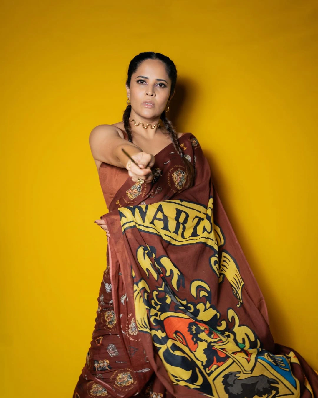 Anasuya Bharadwaj with Two Braids