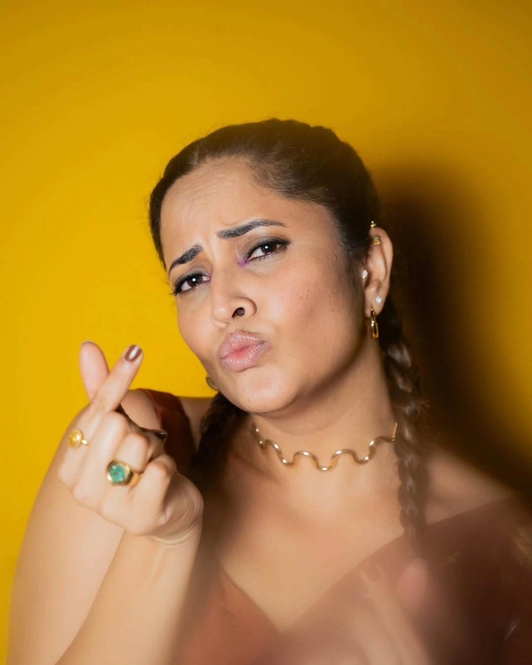 Anasuya Bharadwaj with Two Braids