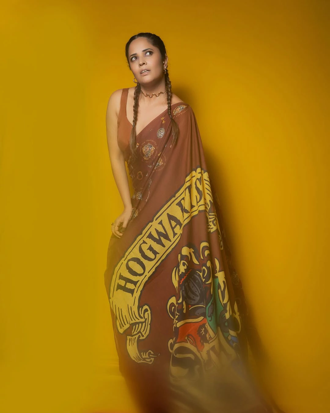 Anasuya Bharadwaj with Two Braids