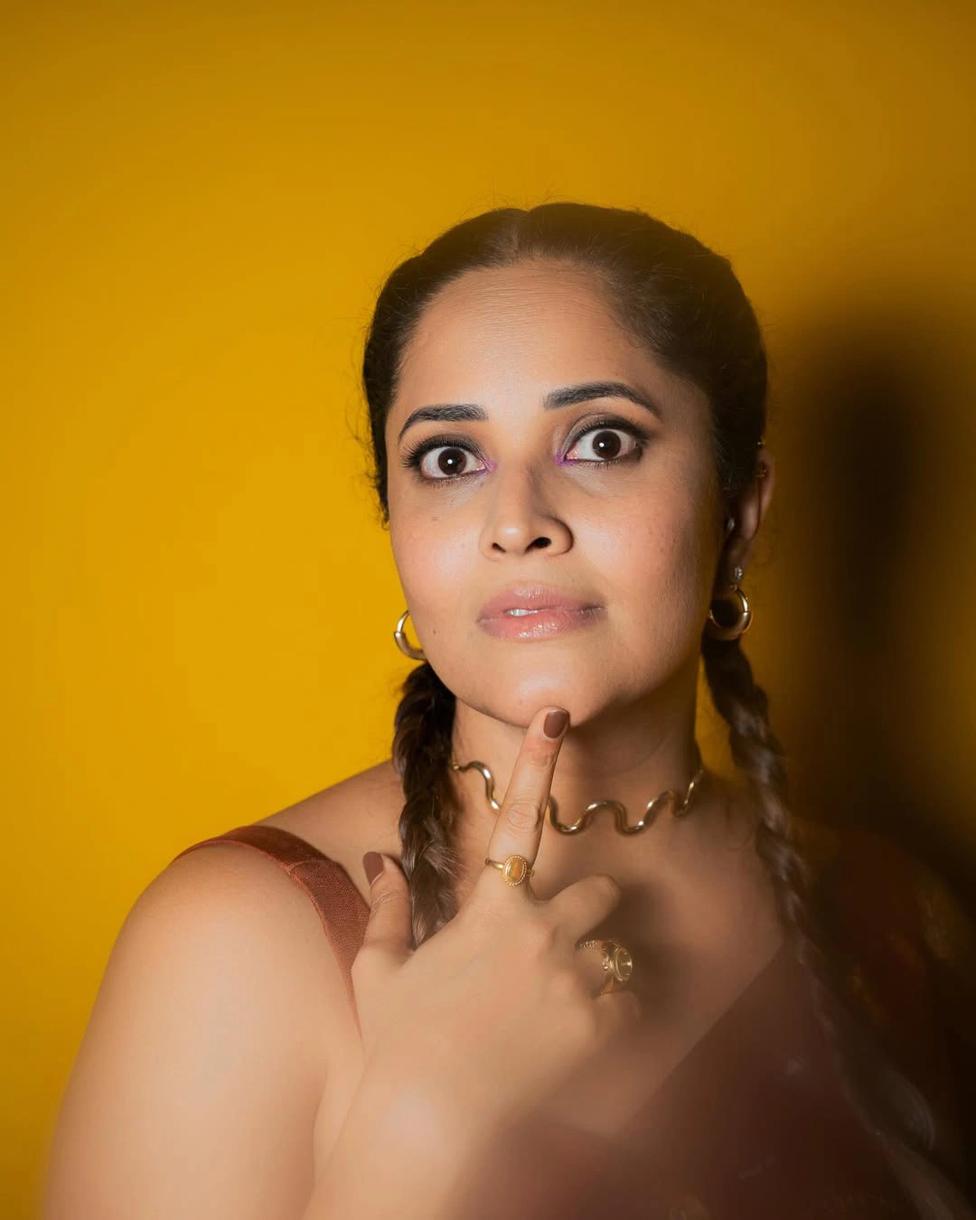 Anasuya Bharadwaj with Two Braids