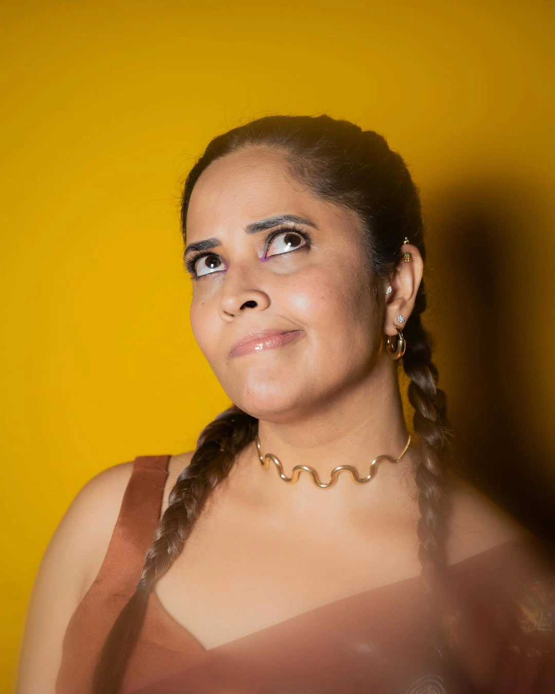 Anasuya Bharadwaj with Two Braids