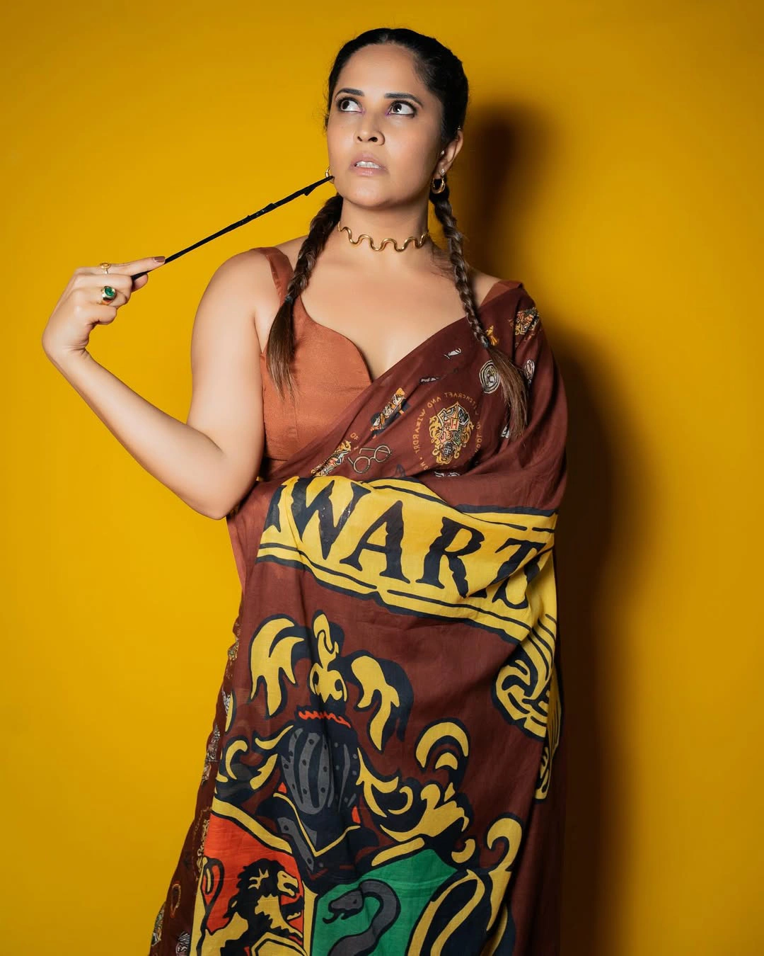 Anasuya Bharadwaj with Two Braids