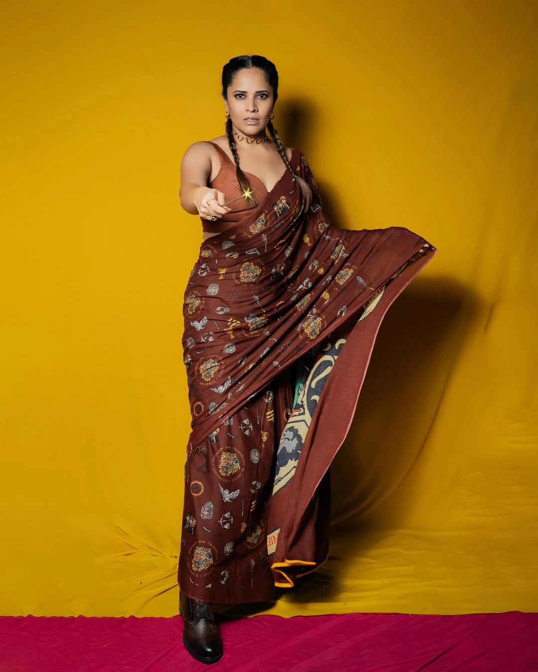 Anasuya Bharadwaj with Two Braids