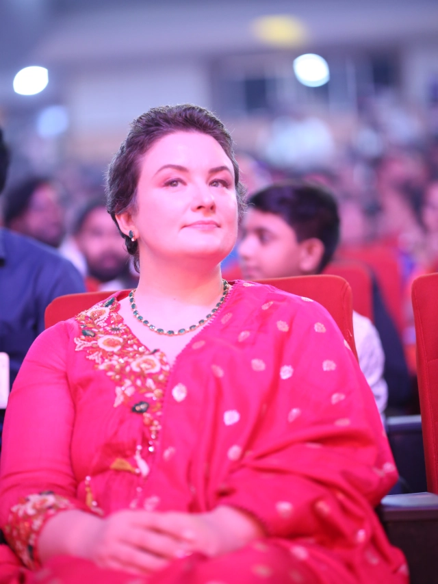 Pawan Kalyan With his Wife Anna Lezhneva in Hari Hara Veeramallu Pre Release event