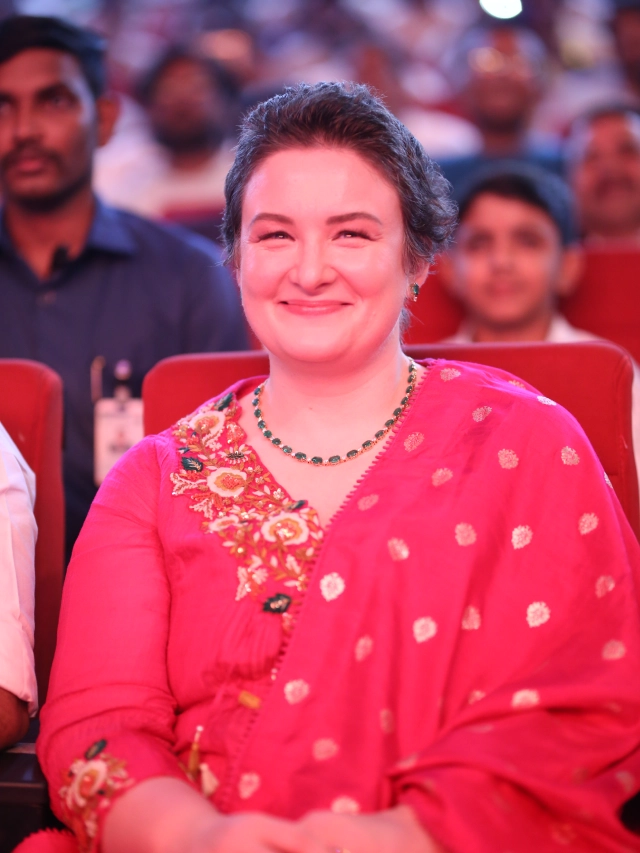 Pawan Kalyan With his Wife Anna Lezhneva in Hari Hara Veeramallu Pre Release event