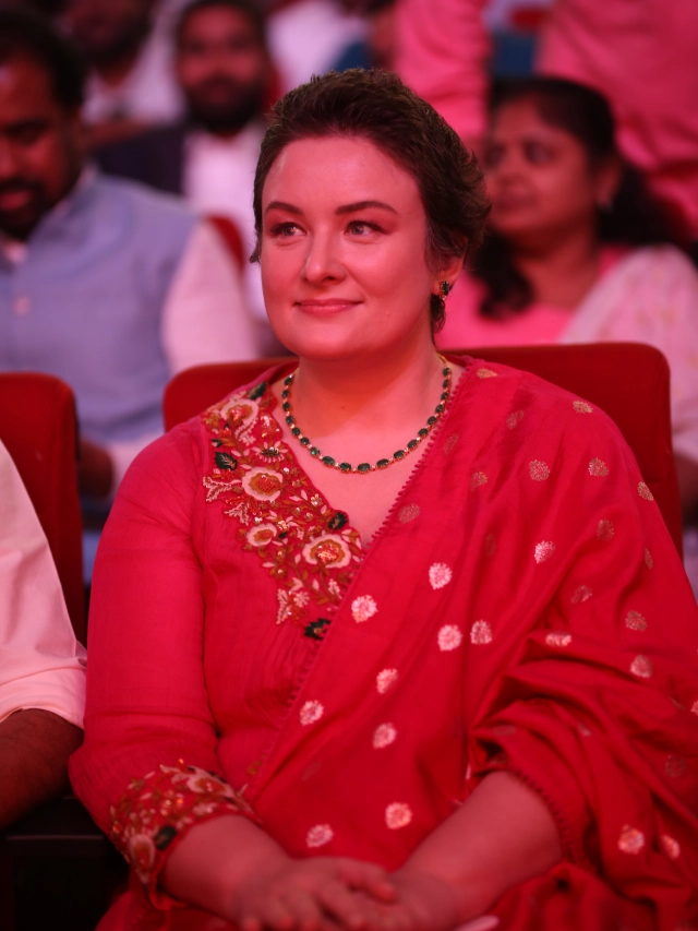 Pawan Kalyan With his Wife Anna Lezhneva in Hari Hara Veeramallu Pre Release event