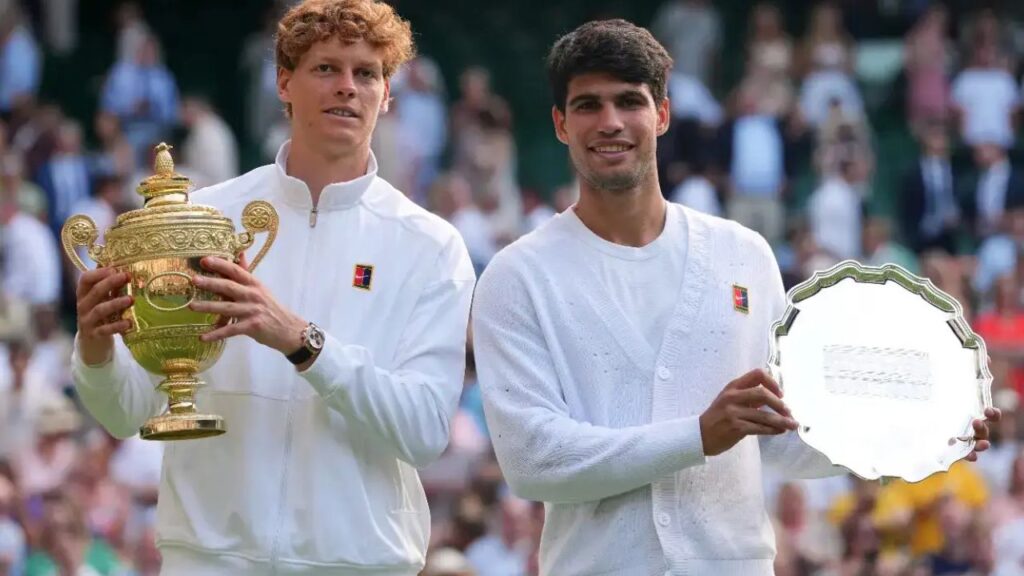 Jannik Sinner beats Carlos Alcaraz to win his first Wimbledon title