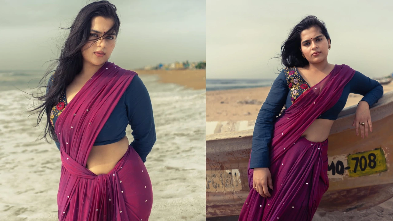 Kavya Kalyanram : బీచ్ లో బలగం పిల్ల.. చీరకట్టులో కావ్య కళ్యాణ్ రామ్ ఖతర్నాక్ పోజులు..