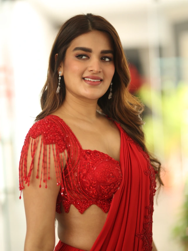 Nidhhi Agerwal Shines in Red Saree
