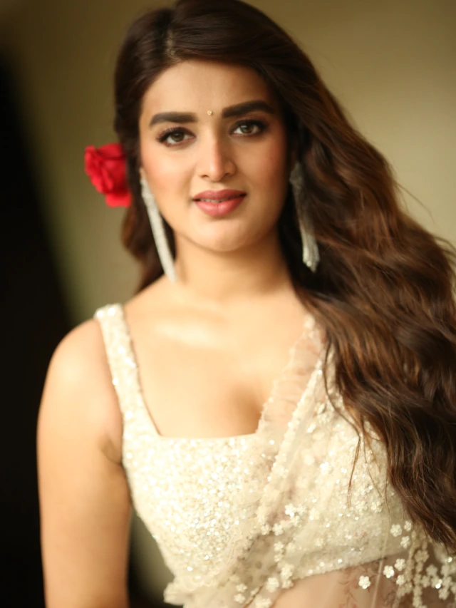 Nidhhi Agerwal Shines in Saree at Hari Hara VeeraMallu Press Meet