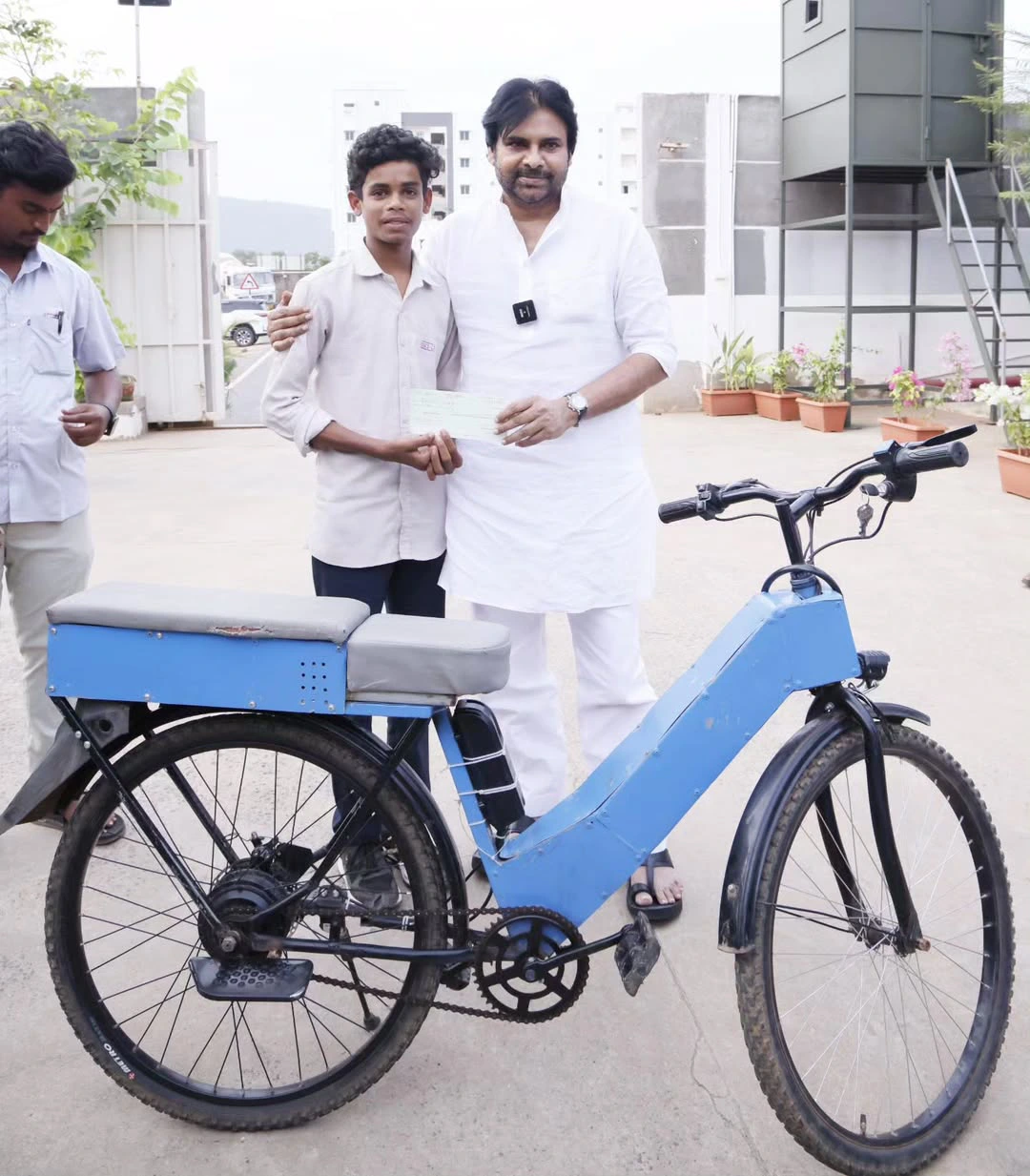 Pawan Kalyan Riding a Battery Cycle