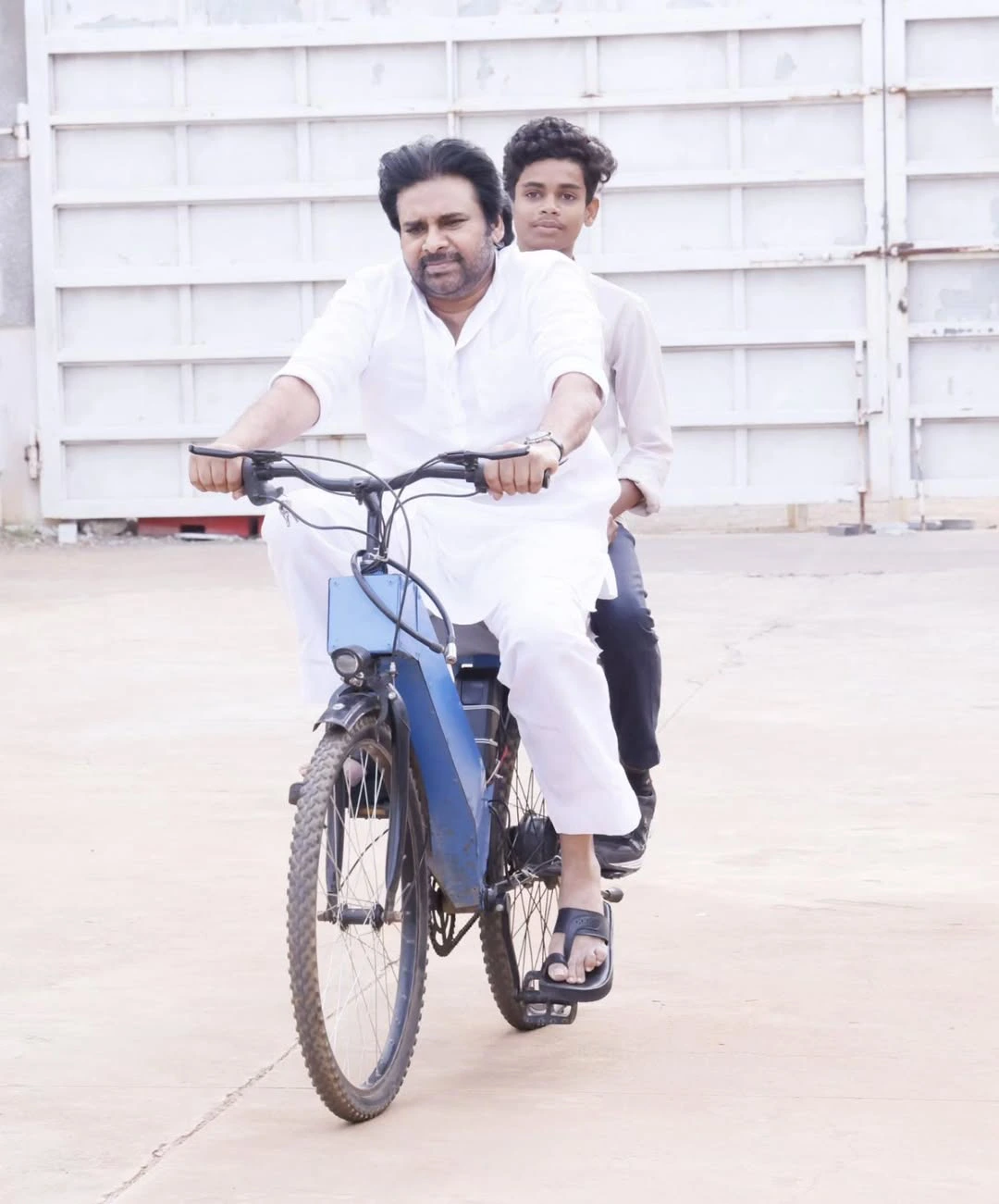 Pawan Kalyan Riding a Battery Cycle