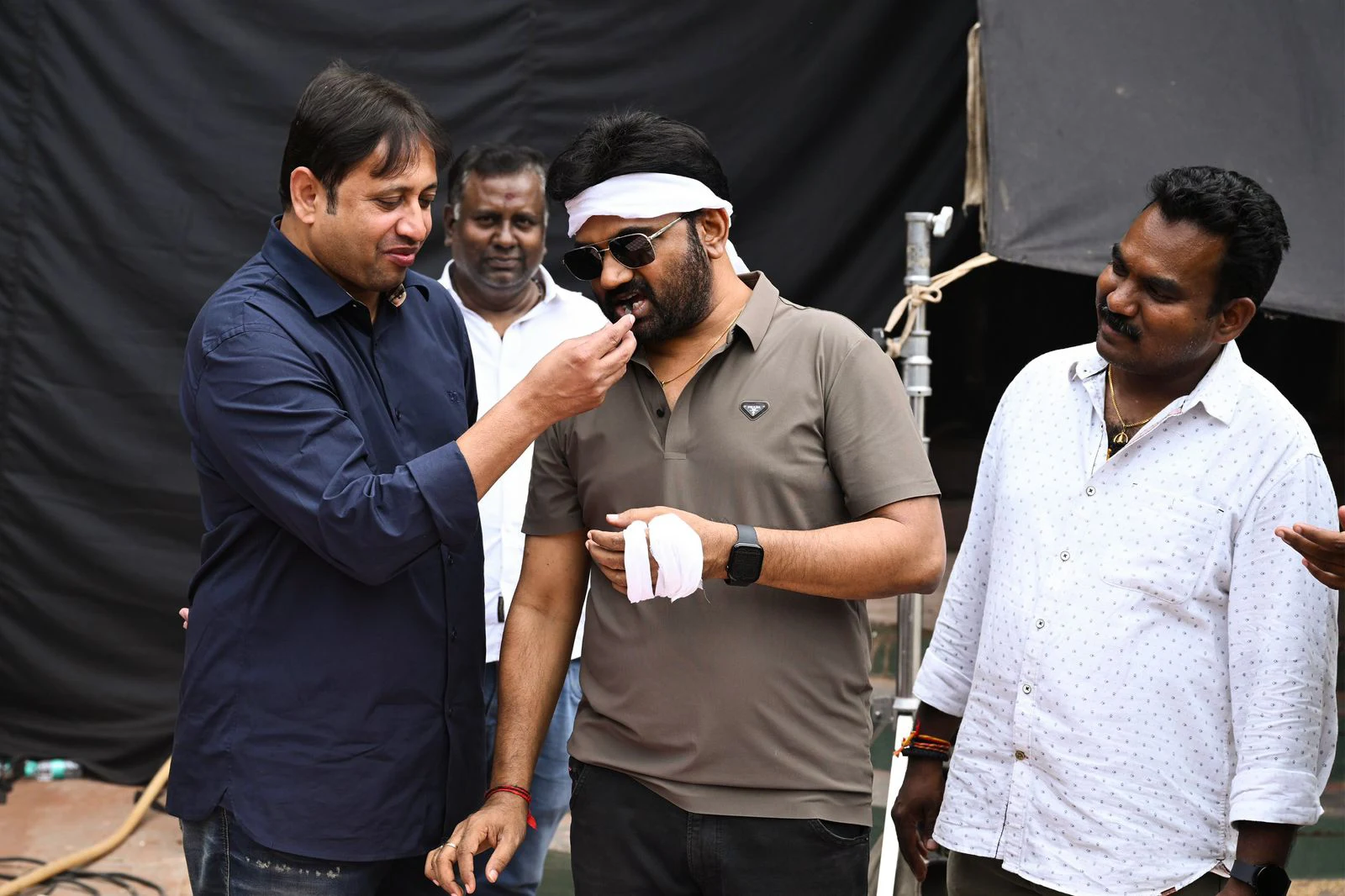Producer SKN Birthday Celebrations at Raja Saab Set