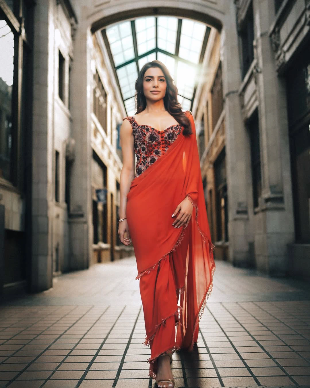 Samantha Shines in Red Saree