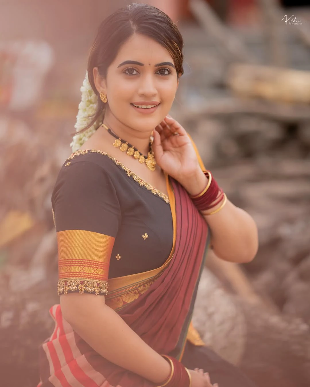 Sravanthi Chokarapu Half Saree Looks