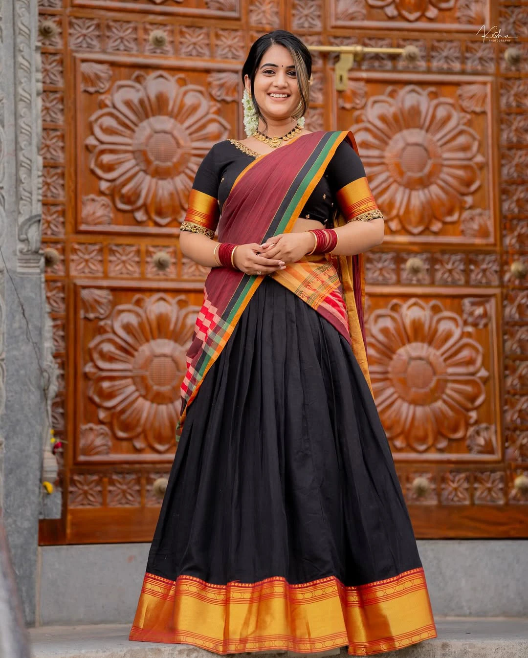 Sravanthi Chokarapu Half Saree Looks