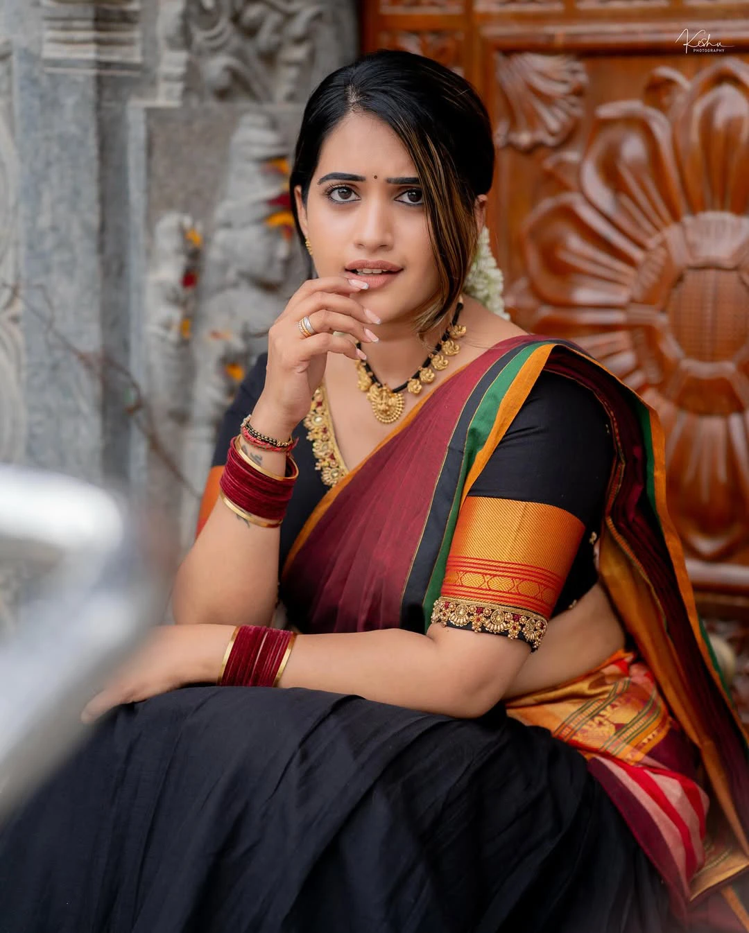 Sravanthi Chokarapu Half Saree Looks