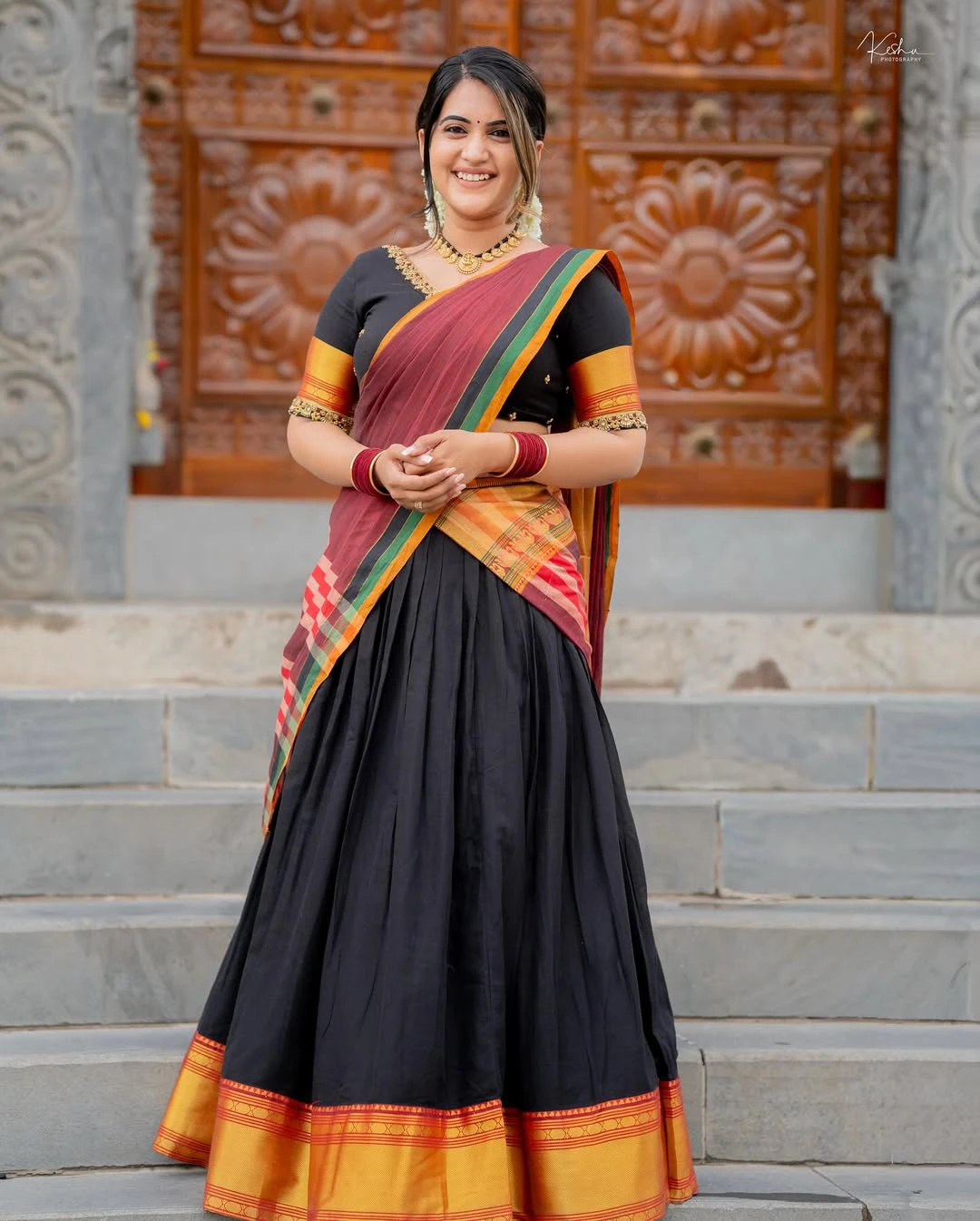 Sravanthi Chokarapu Half Saree Looks