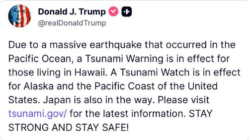 Trump Message on TSunami