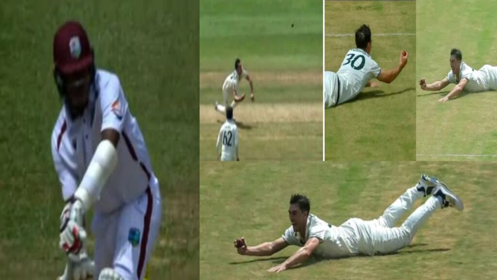 WI vs AUS 2nd Test Pat Cummins Outrageous One Handed Stunner