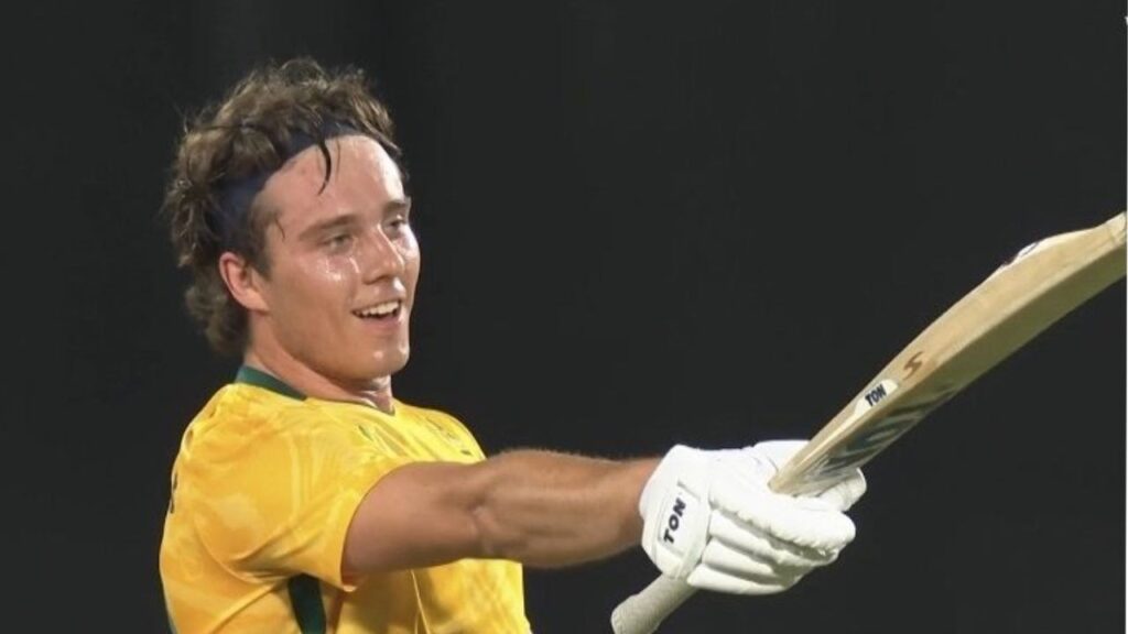 AUS vs SA 2nd T20 Dewald Brevis Smashes Record T20I Century