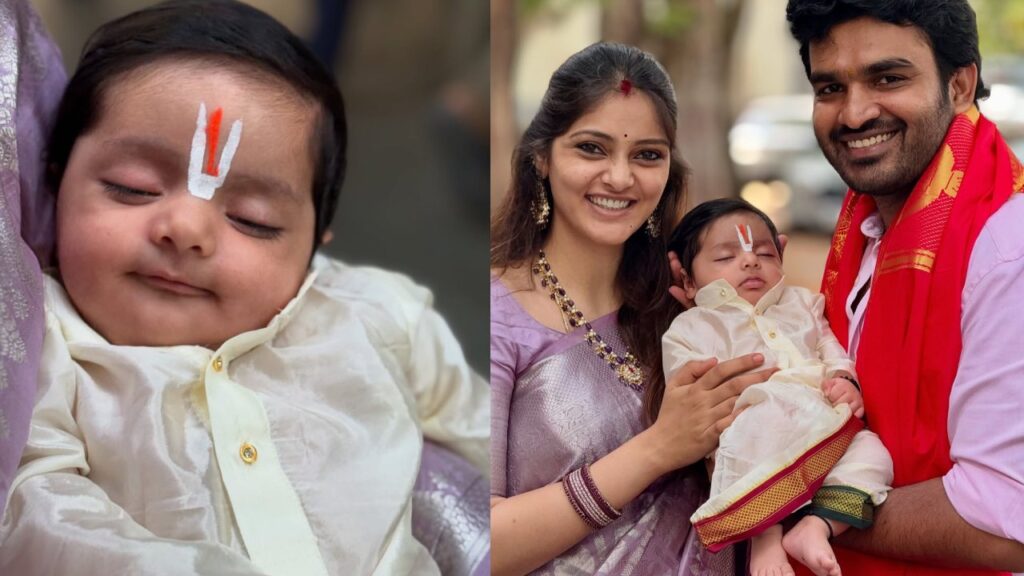 Kiran Abbavaram Rahasya Gorak Son Naming Ceremony in Tirumala Photos