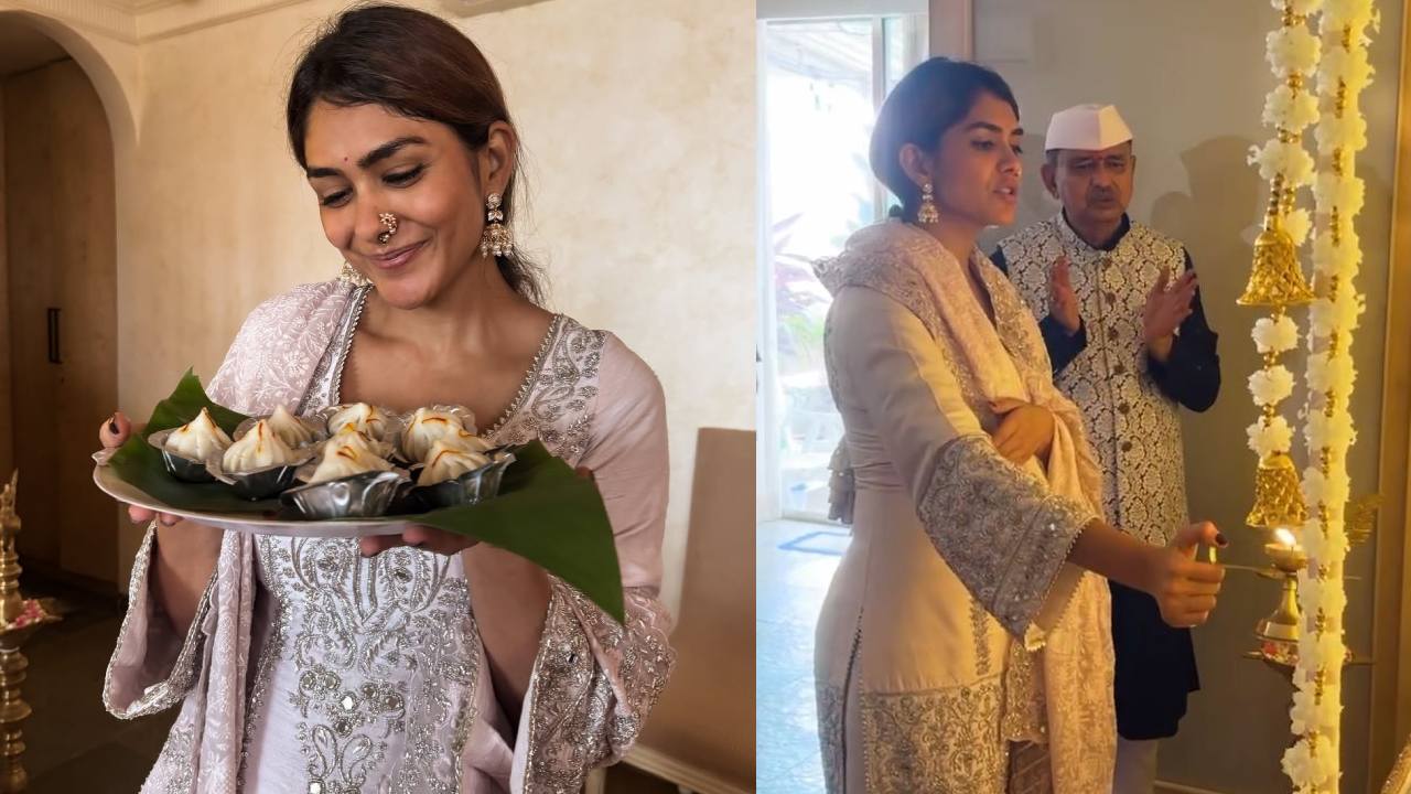 Mrunal Thakur : మృణాల్ ఠాకూర్ వినాయక చవితి పూజలు.. ఫొటోలు..