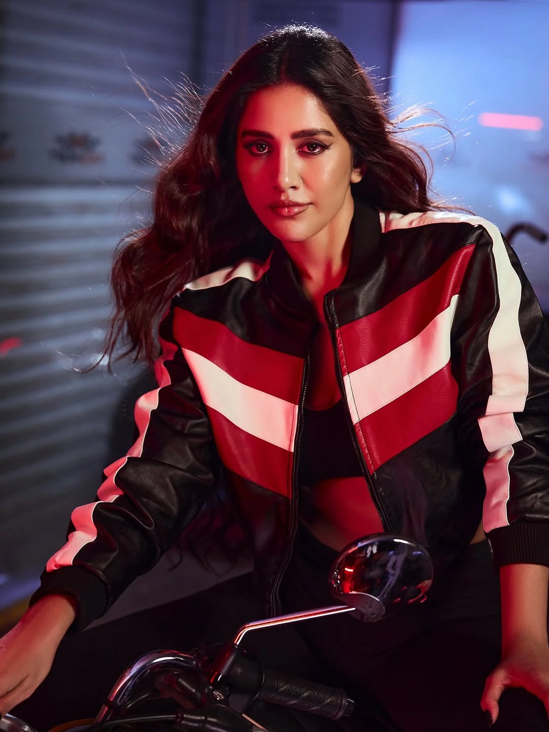 Nabha Natesh Stylish Poses with Bike