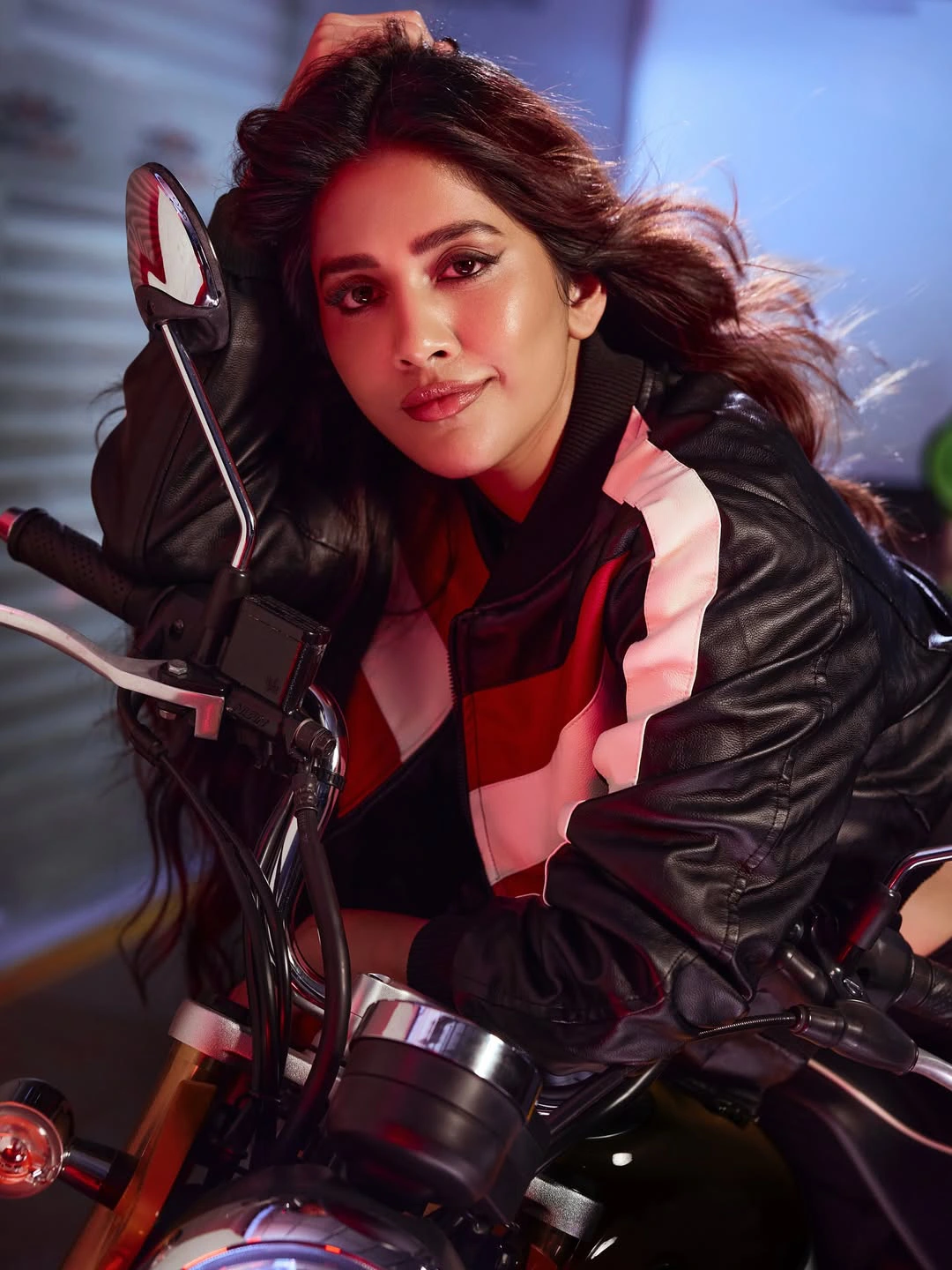 Nabha Natesh Stylish Poses with Bike