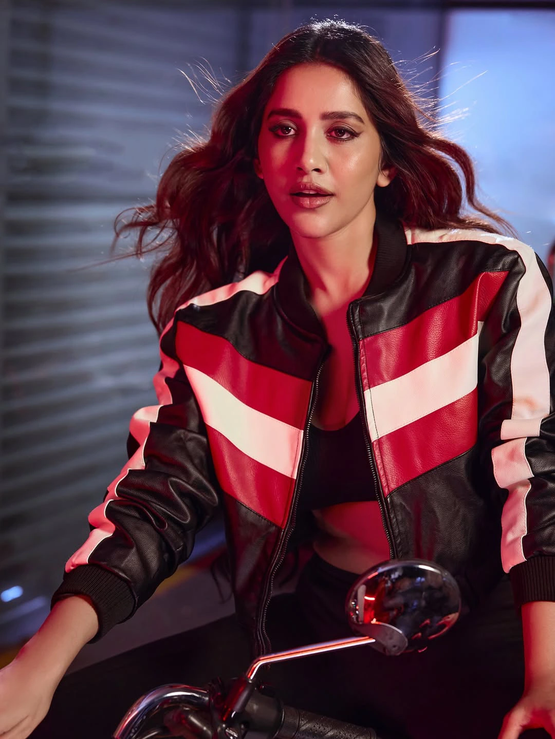 Nabha Natesh Stylish Poses with Bike