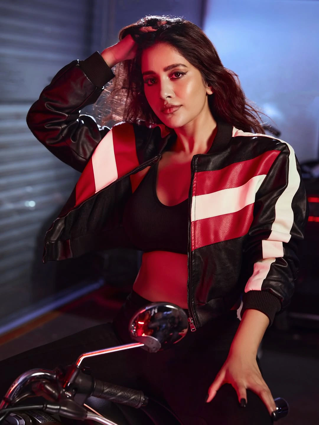Nabha Natesh Stylish Poses with Bike