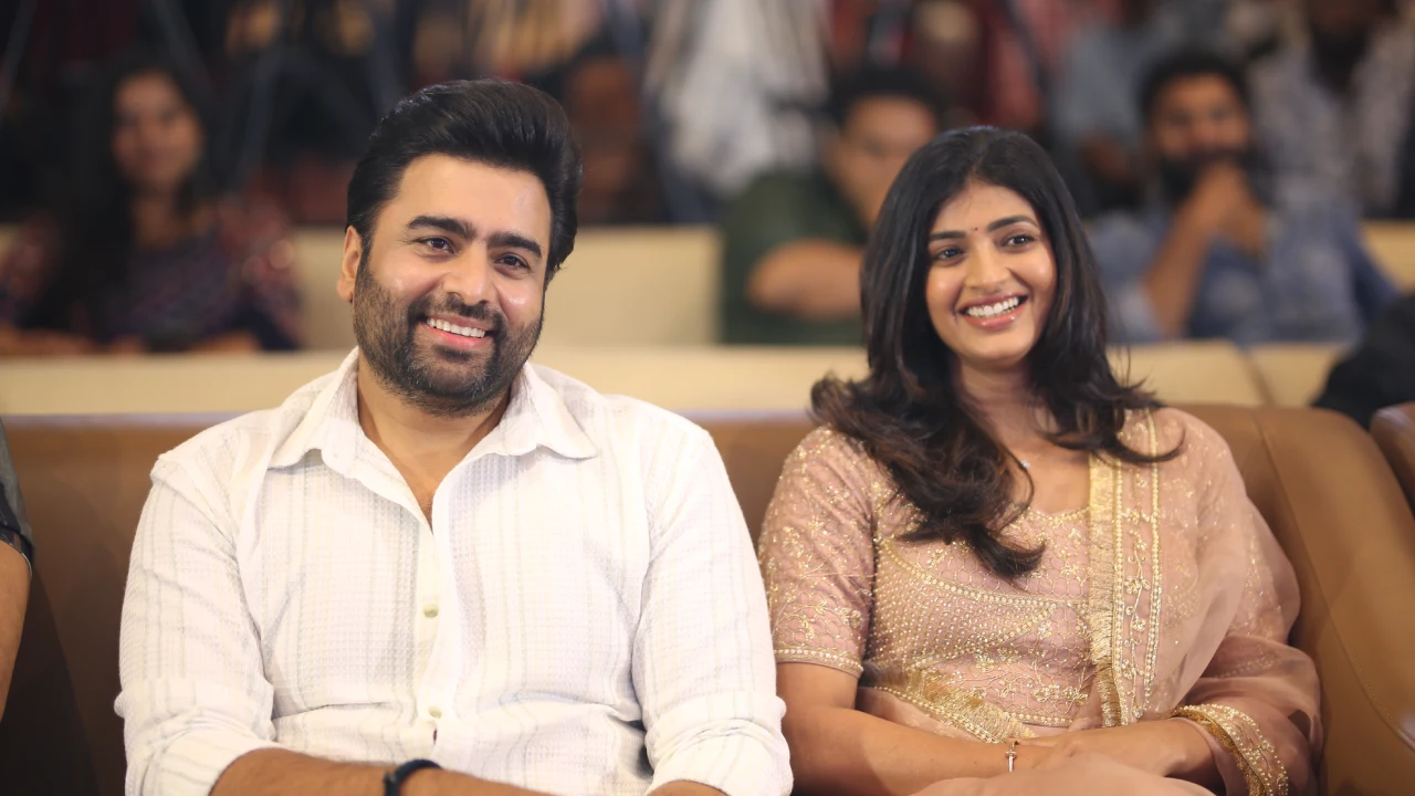 Nara Rohith with Fiancee Siri Lella at Sundarakanda Pre Release Event