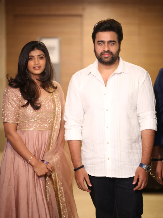 Nara Rohith with Fiancee Siri Lella at Sundarakanda Pre Release Event
