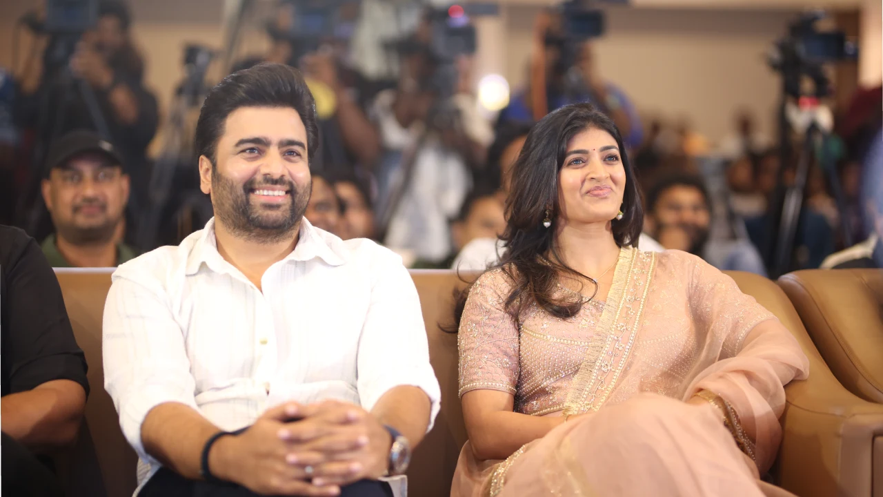 Nara Rohith with Fiancee Siri Lella at Sundarakanda Pre Release Event