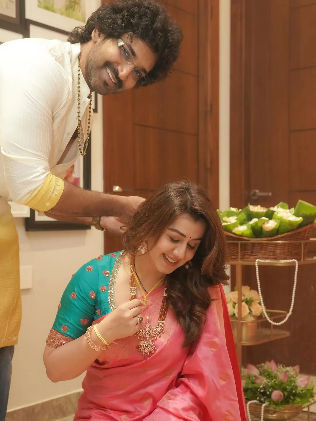 Nikkii Galrani Aadhi Pinisetty Vinayaka Chavithi Varalakshmi Pooja Celebrations