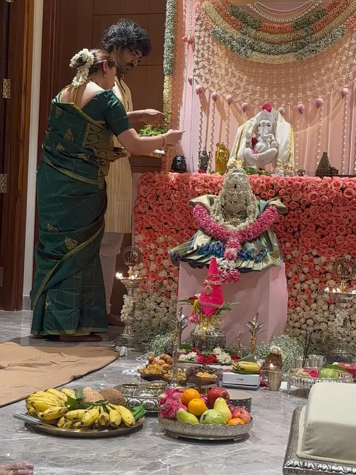Nikkii Galrani Aadhi Pinisetty Vinayaka Chavithi Varalakshmi Pooja Celebrations