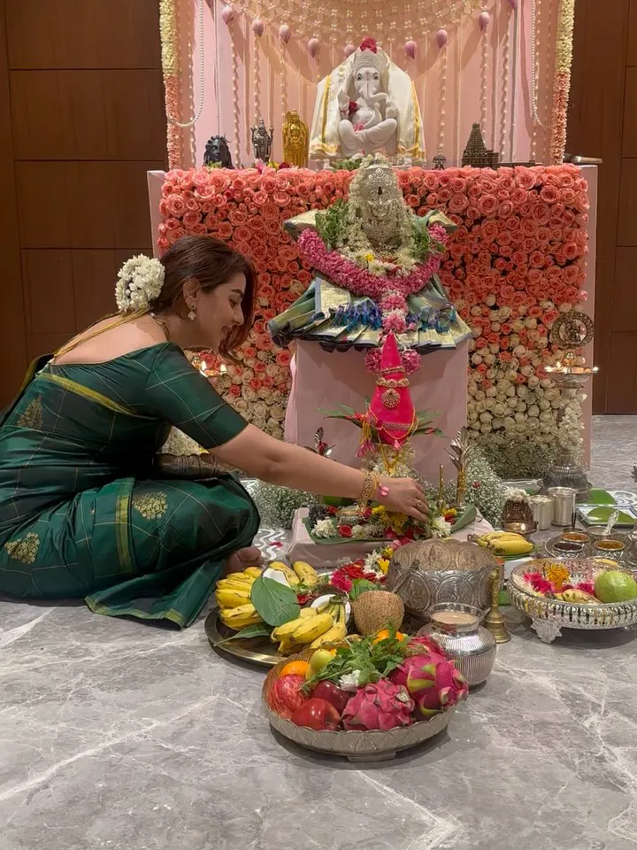 Nikkii Galrani Aadhi Pinisetty Vinayaka Chavithi Varalakshmi Pooja Celebrations