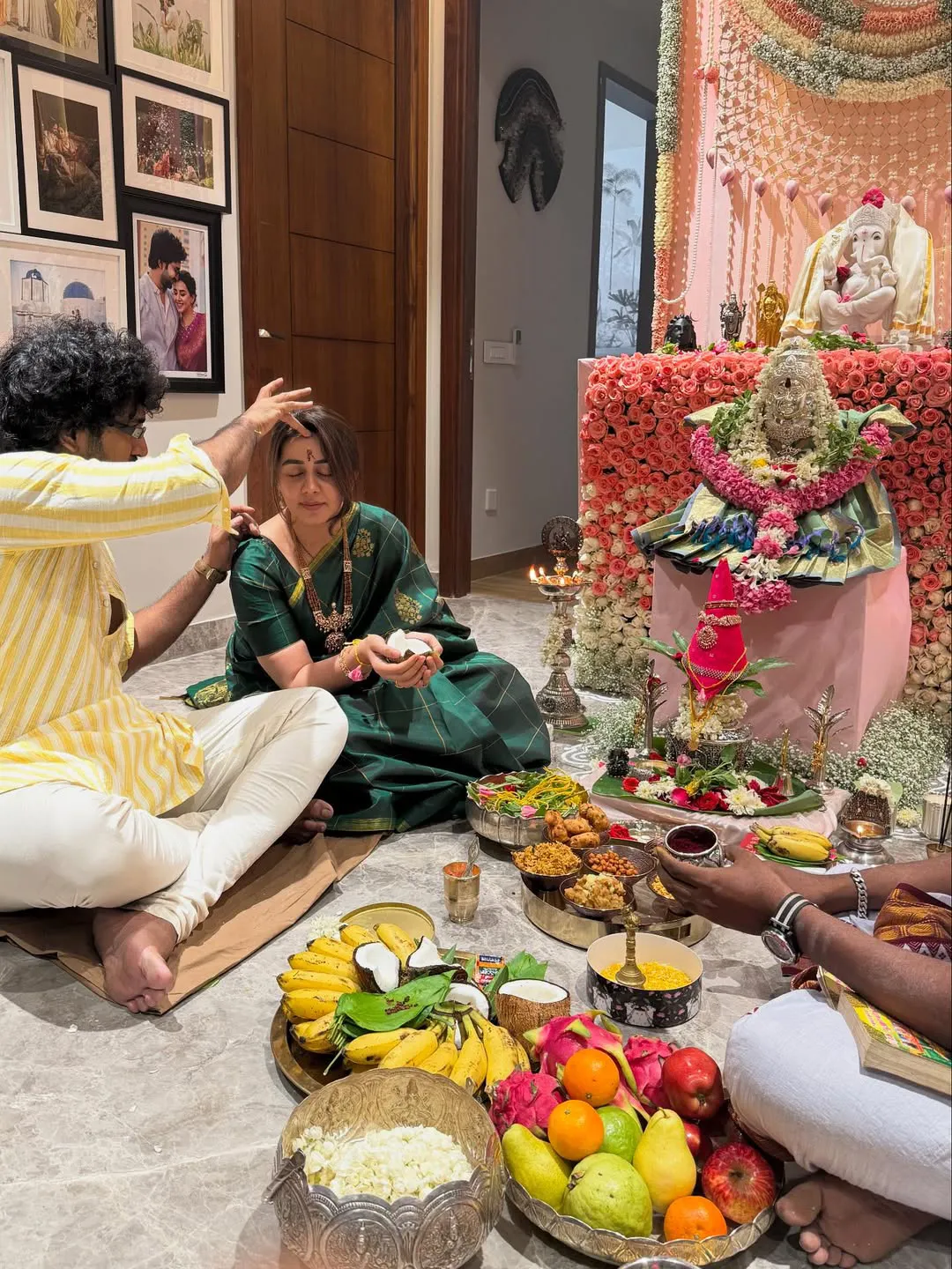 Nikkii Galrani Aadhi Pinisetty Vinayaka Chavithi Varalakshmi Pooja Celebrations