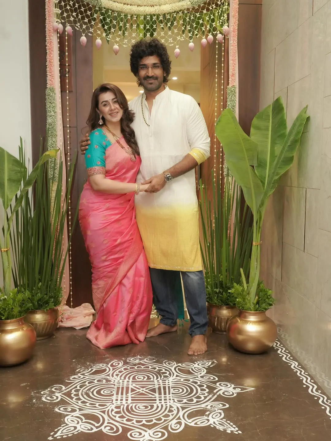 Nikkii Galrani Aadhi Pinisetty Vinayaka Chavithi Varalakshmi Pooja Celebrations
