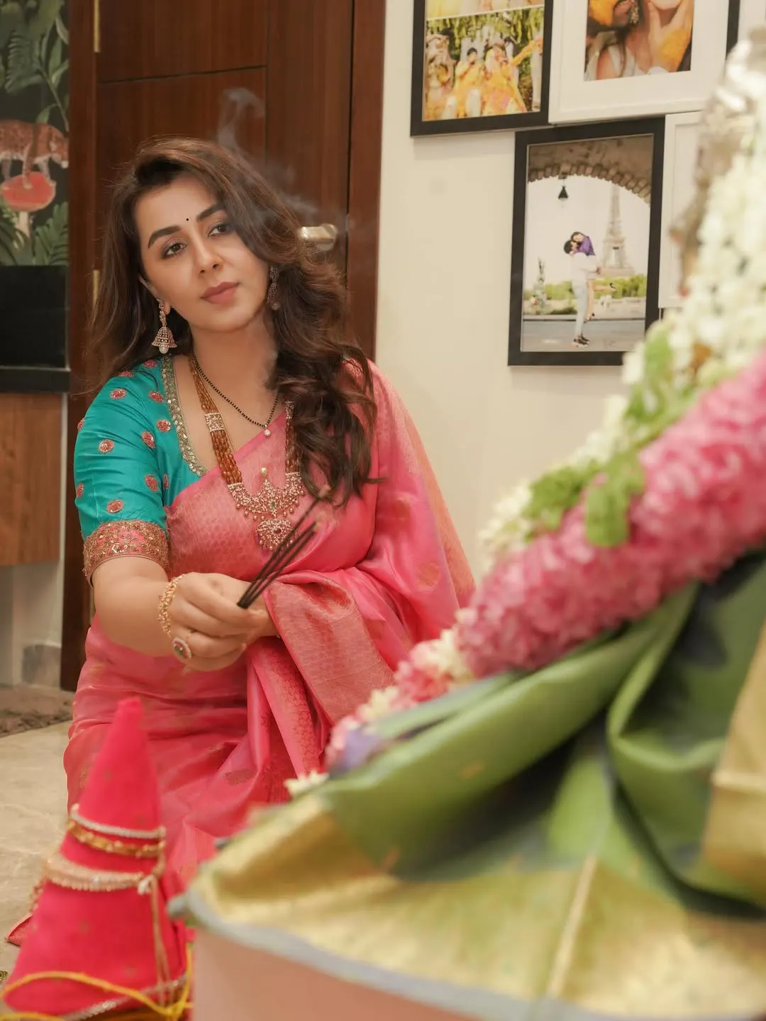 Nikkii Galrani Aadhi Pinisetty Vinayaka Chavithi Varalakshmi Pooja Celebrations