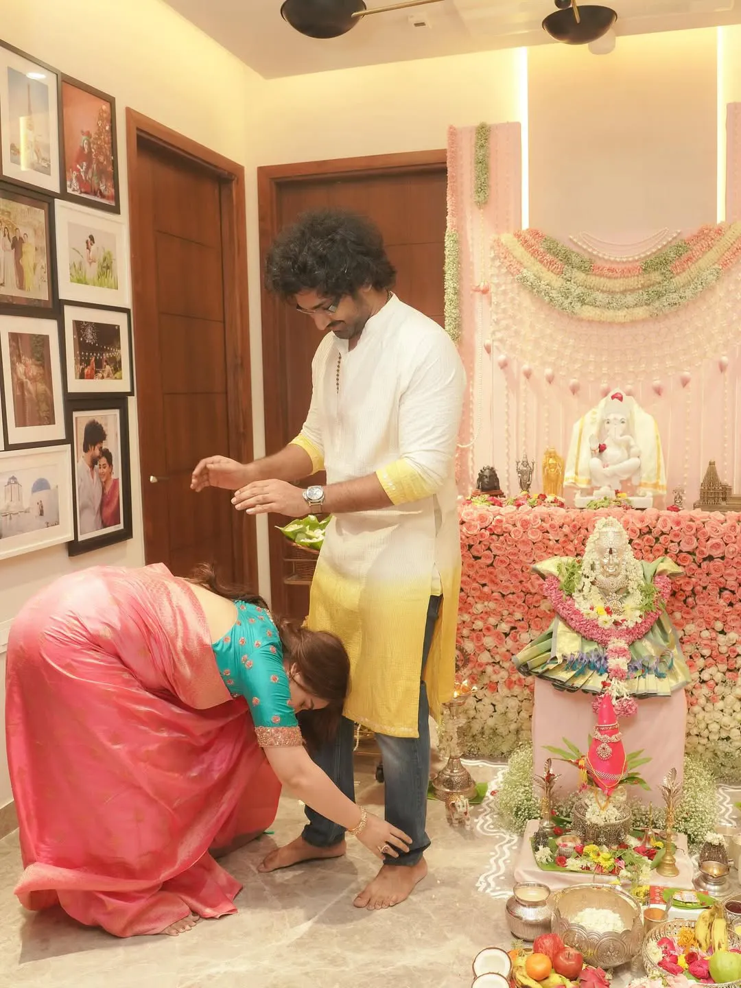 Nikkii Galrani Aadhi Pinisetty Vinayaka Chavithi Varalakshmi Pooja Celebrations