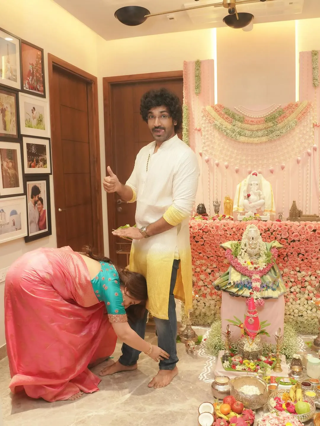Nikkii Galrani Aadhi Pinisetty Vinayaka Chavithi Varalakshmi Pooja Celebrations