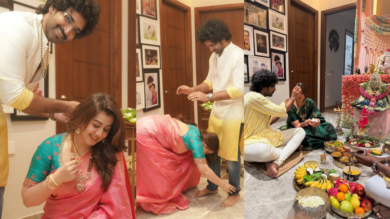 Nikki Galrani Aadhi Pinisetty : భార్యతో హీరో ఆది పినిశెట్టి.. వినాయకచవితి, వరలక్ష్మి పూజ స్పెషల్ ఫొటోలు..